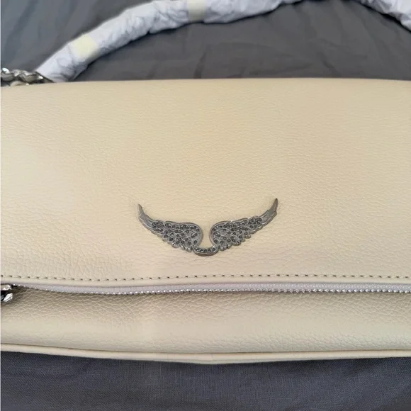 NWT Zadig & Voltaire Rock Grained Leather Shoulder Crossbody Bag Clutch - Flash